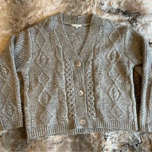 Z Supply Gray Cropped Chunky Cardigan Sweater